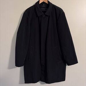 Claiborne Mens Foam Tech Black Raincoat Jacket Sz Large Water & Wind Resistant